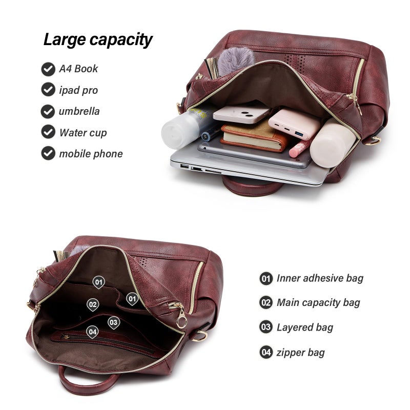 Makes Backpack Purse for Women PU Leather Travel Satchel Handbag Convertible Design Bag with Purse - Image 2
