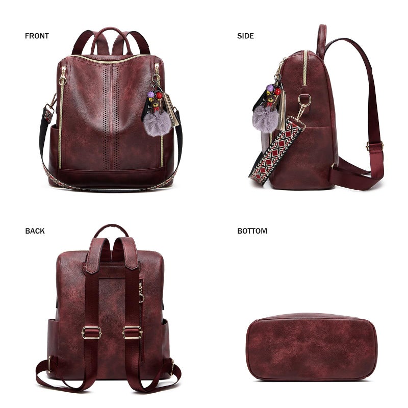 Makes Backpack Purse for Women PU Leather Travel Satchel Handbag Convertible Design Bag with Purse - Image 5