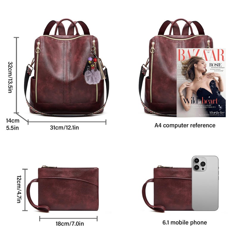 Makes Backpack Purse for Women PU Leather Travel Satchel Handbag Convertible Design Bag with Purse - Image 4