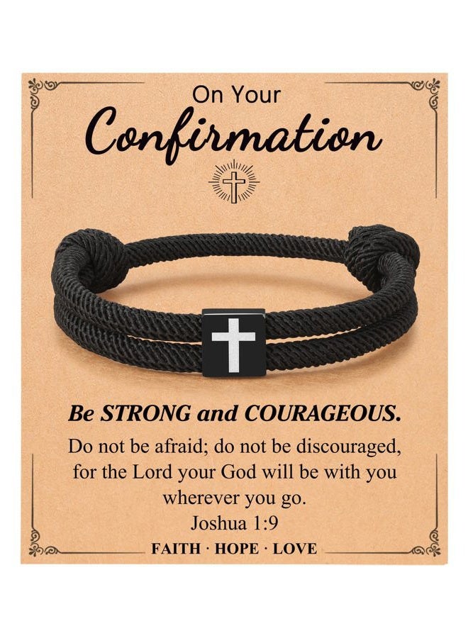 UNGENT THEM Cross Braided Rope Bracelet for Men Boys, Christmas Valentines Graduation Easter Christian Baptism Gifts Couples Son Daughter Brother Teens Girls, 13 inch, Nylon, no gemstone - Image 1