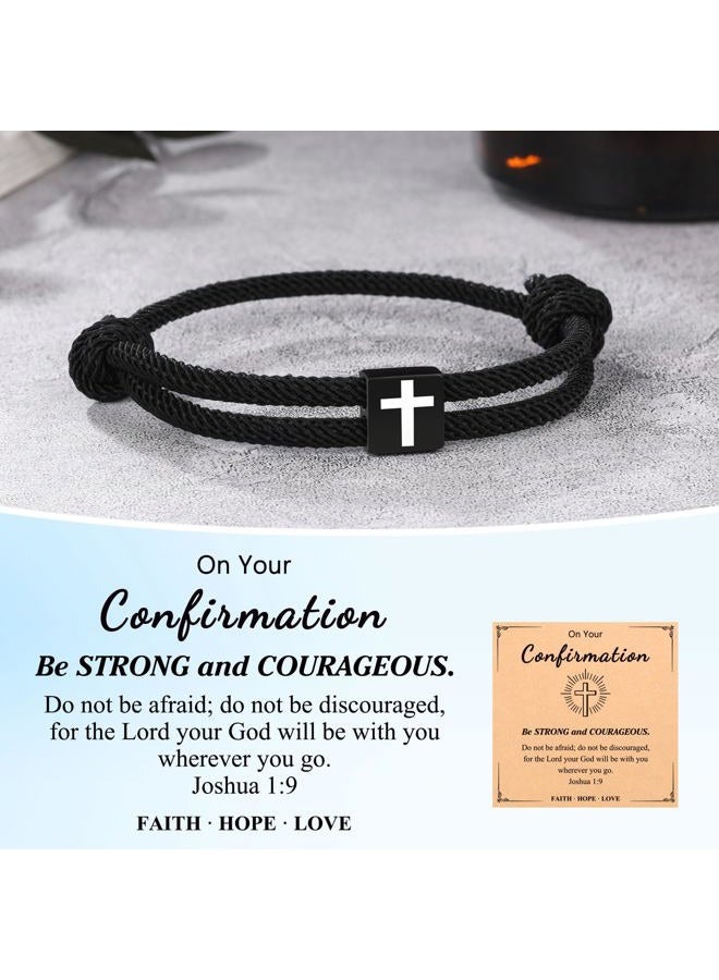 UNGENT THEM Cross Braided Rope Bracelet for Men Boys, Christmas Valentines Graduation Easter Christian Baptism Gifts Couples Son Daughter Brother Teens Girls, 13 inch, Nylon, no gemstone - Image 5