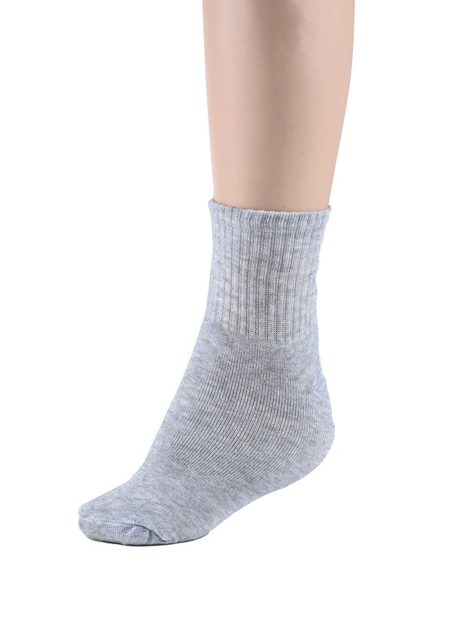 MUKHAKSH (Pack of 12 pairs = 24 Socks Boys winter woolen warm Ankle towel socks Milange Grey Color - Image 2
