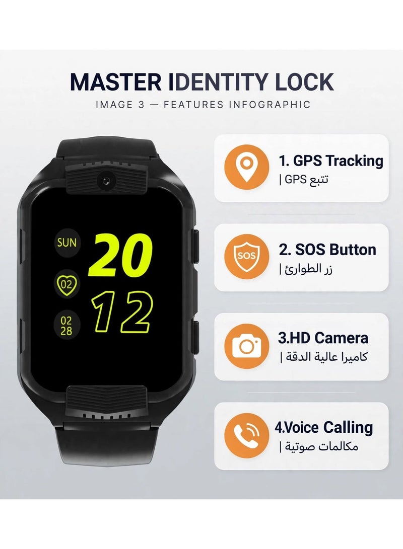 Nabi Z9 Kids Smart Watch with GPS Location Tracker, Voice Calling, HD Full Touch Screen, SIM Card Slot, Waterproof Smartwatch for Boys & Girls with Alarm, Camera, Black - Image 4