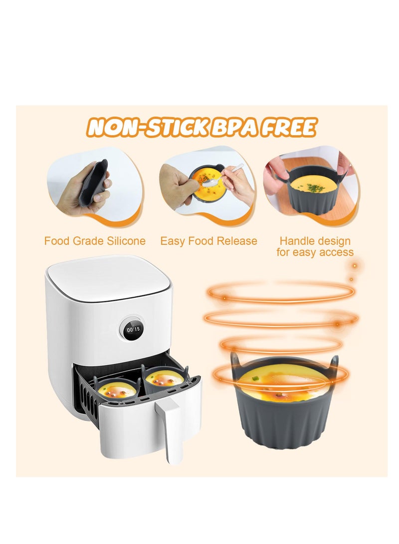 SOLARAE 6Pcs Air Fryer Egg Mold, Silicone Ramekins for Air Fryer, Nonstick Reusable Air Fryer, Egg Poacher Egg Bites Molds Maker Egg Pan, BPA Free for Oven Microwave, Sturdy and Durable (Gray*6) - Image 3