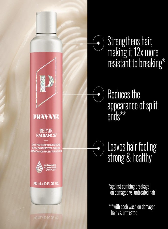 Pravana Repair Radiance Conditioner | Restores, Moisturizes, Nourishes | For Damaged, Color Treated Hair | Reduces Breakage & Split Ends | Chromasilk Enhances Shine & Protection | Vegan | 10 Fl Oz - Image 2