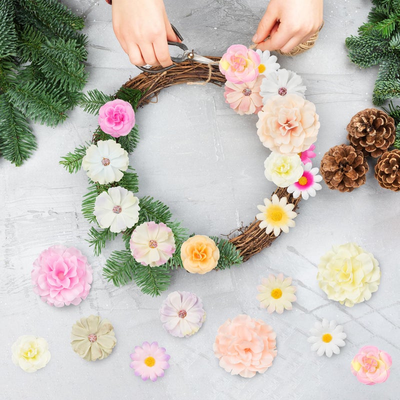 ATTGREAT 210 Pcs Mini Silk Flower Heads Small Fake Rose Daisy Faux Flowers Bulk for Crafts Artificial Loose Fabric Flowers Heads Sunflower Bulk for Wedding Hair Cap Dresses Decorations (Light Colors Mixed) - Image 4