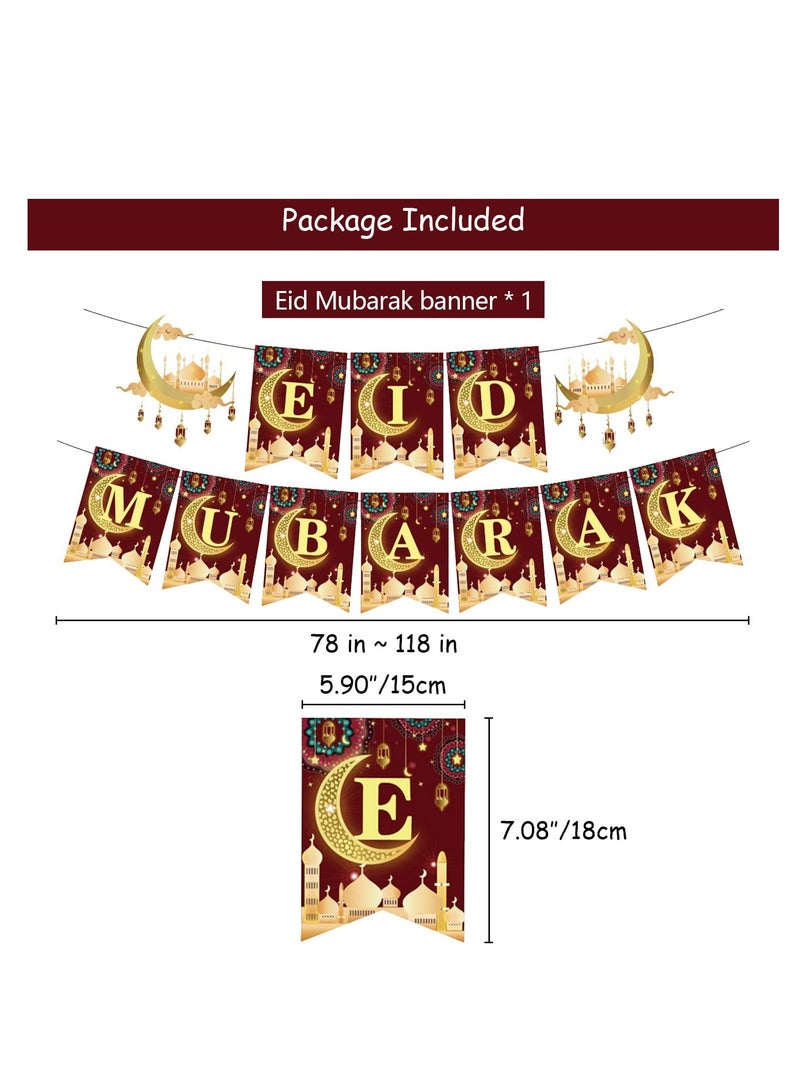 40 Pcs Eid Mubarak Party Supplies Ramadan Mubarak Party Decorations Eid Mubarak Balloons Banner, Cake Topper for Home Decor - Image 2