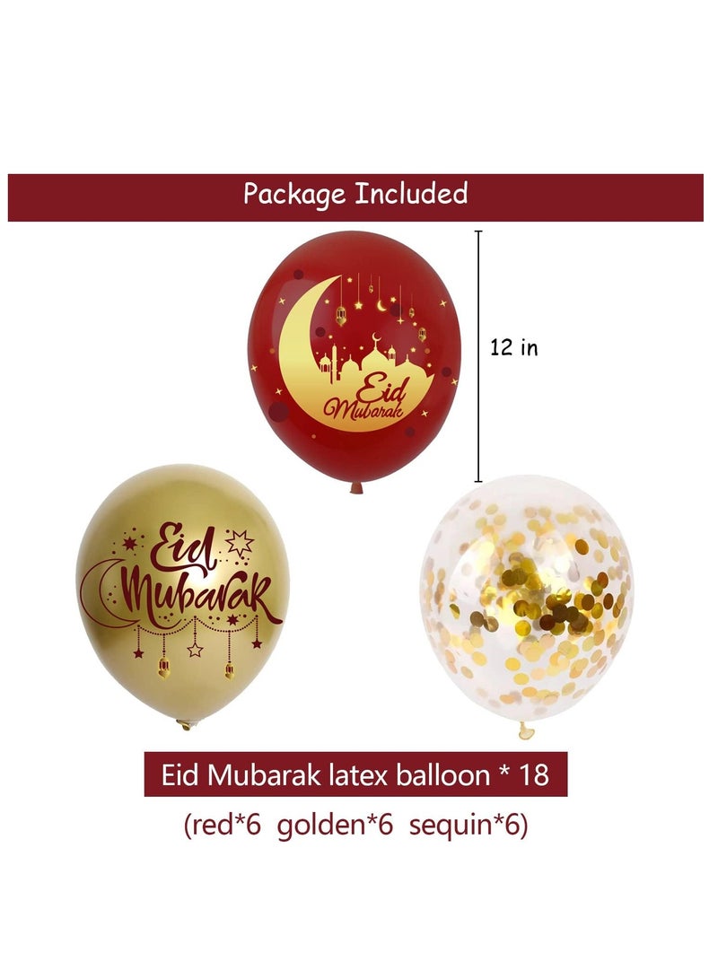 40 Pcs Eid Mubarak Party Supplies Ramadan Mubarak Party Decorations Eid Mubarak Balloons Banner, Cake Topper for Home Decor - Image 4