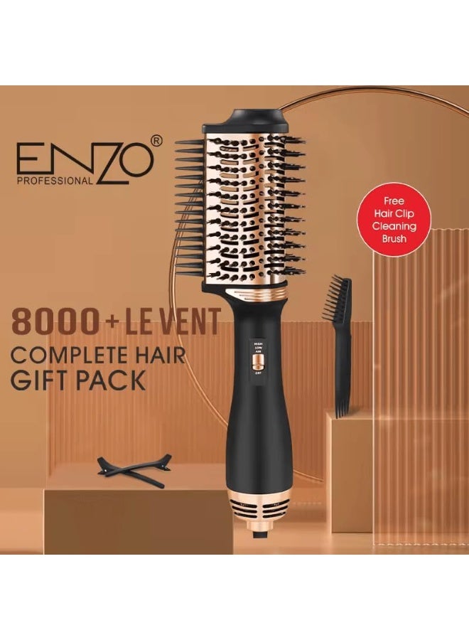 ENZO Professional فرشاة هواء ساخن ENZO EN-4130 2 في 1 مجفف شعر وفرشاة، 1200 واط، إعدادات حرارة وسرعة قابلة للتعديل، تصميم خفيف الوزن - النسخة الدولية - Image 2