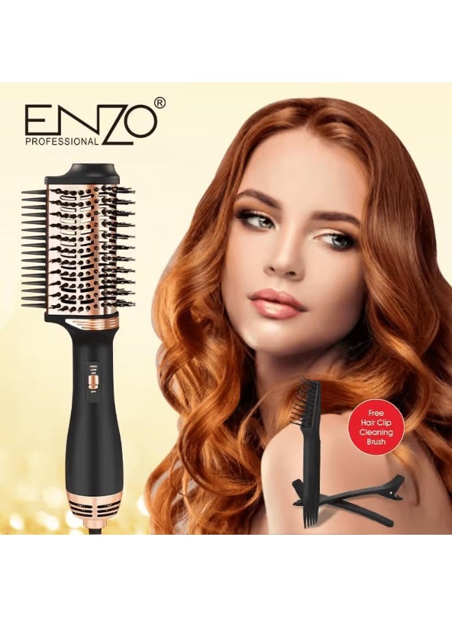 ENZO Professional فرشاة هواء ساخن ENZO EN-4130 2 في 1 مجفف شعر وفرشاة، 1200 واط، إعدادات حرارة وسرعة قابلة للتعديل، تصميم خفيف الوزن - النسخة الدولية - Image 4
