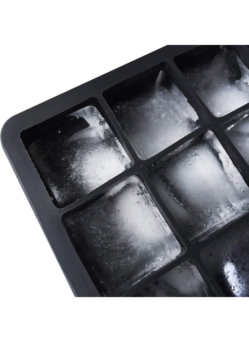 Zollyss Zollyss 2 Pcs Silicone Ice Cube Trays Molds, 15 Cavities Ice Tray for Whiskey and Cocktail (Black - 15 Cavity)  - Image 4