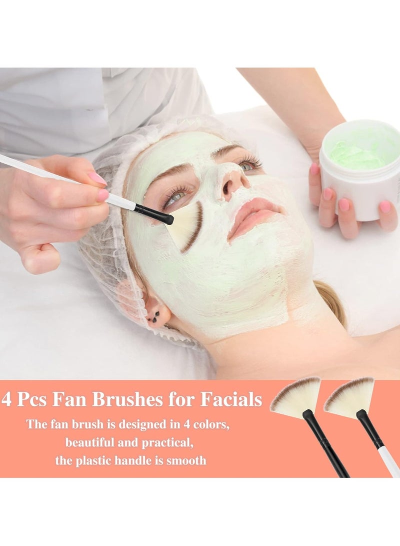 SUMAJU 4 Pcs Facial Brushes Fan Mask Brushes, Soft Facial Applicator Brushes Tools for Peel Glycolic Mask Makeup - Image 2