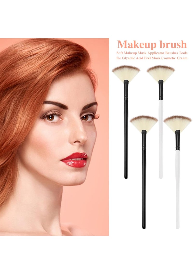 SUMAJU 4 Pcs Facial Brushes Fan Mask Brushes, Soft Facial Applicator Brushes Tools for Peel Glycolic Mask Makeup - Image 3