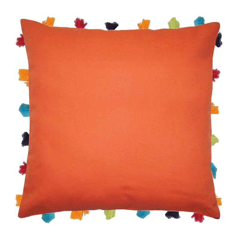 Lushomes Cushion Cover 18x18, Boho Cushion Covers, Sofa Pillow Cover, Cushion Covers with Tassels, Cushion Cover with pom pom (18x18 Inches, Set of 5,Red) - Image 2