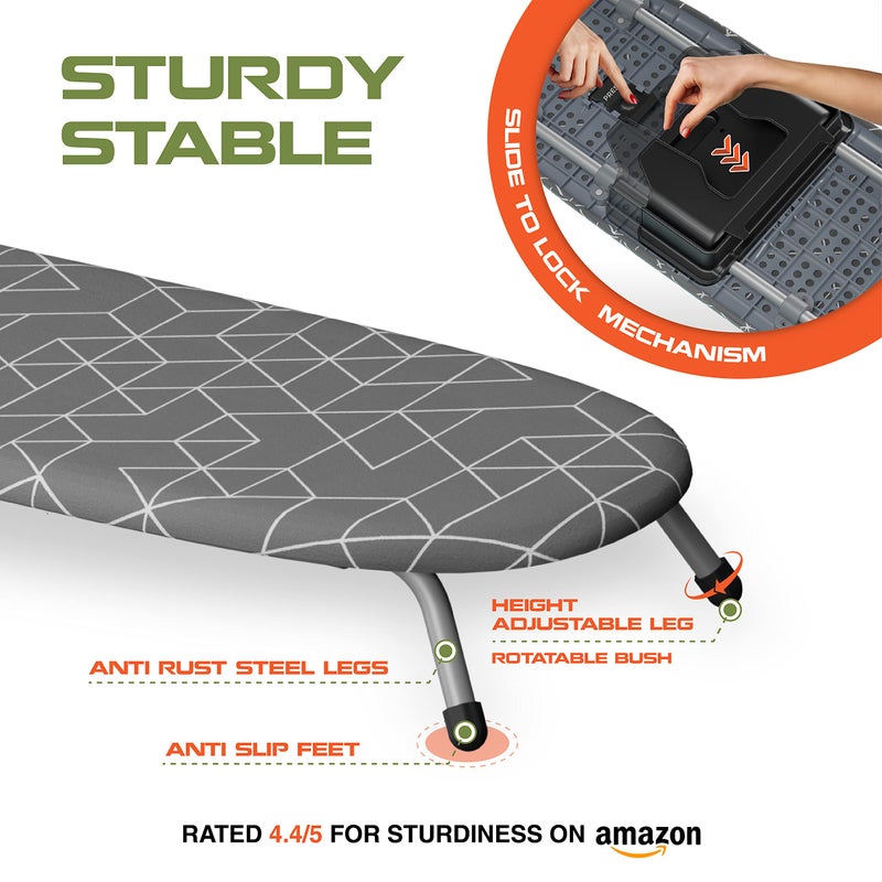 XABITAT Table Top Ironing Board with Wall Mount, D-Crease, Portable Space Saving Mini Laundry Room Iron Board, Foldable Small Ironing Board with Iron Holder, Green - Image 2