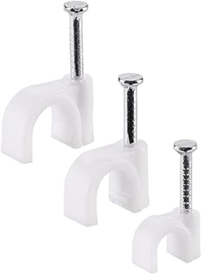 Circle Cable Wire Clips 6mm 8mm 10mm (99 pcs) Cable Management RG6 RG59 CAT5 CAT6 RJ45 Electrical Ethernet Dish TV Speaker Wire Cord Tie Holder Single Coaxial Nail Clamps