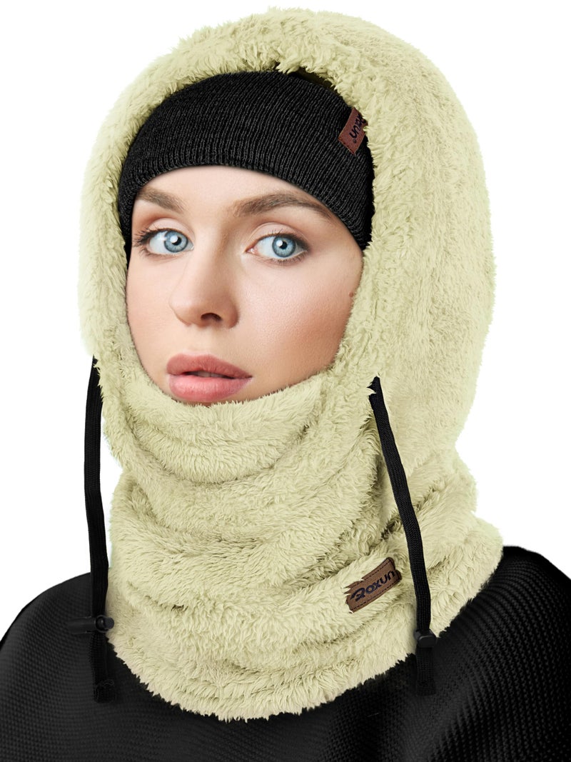 ROXUN Ski Mask Fleece Balaclava, Windproof Face Mask Winter Warm Neck Cover Hat Hood for Men Women Pastel Lemon - Image 1