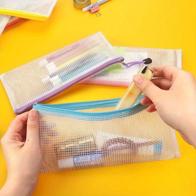 10 Pcs Clear Plastic Organizer Bags Random Color For Travel Pencil Cases Makeup Pouches - Image 5