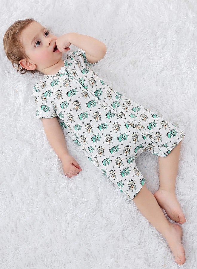 JunNeng Baby Boys 2Pack Viscose from Bamboo Romper Short Sleeve 2 Way Zipper Sleeper Summer Jumpsuit Sleep and Play Alligator+darkgreen 6-12 Months - Image 5