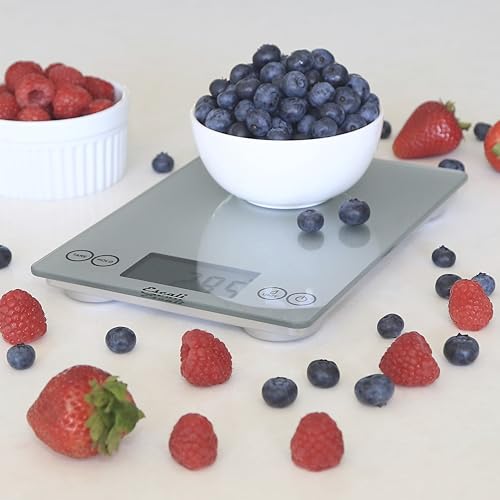 Escali Arti Glass Food Scale Digital Countertop Kitchen, Baking and Cooking Scale with Nutrition and Calorie Counter, 15-Pound Capacity, 9" x 6.5" x .75", Shiny Silver - Image 5