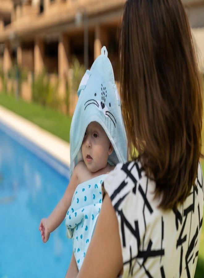 VAYA LY'L-Sun Baby Hooded Towel, Ultra Soft & Quick Absorbent Bath Towel for Newborns & Toddlers, 100% Cotton, Gentle on Baby’s Skin, Lightweight & Travel-Friendly, Color - Bunny - Image 5
