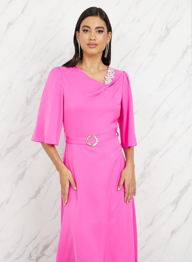 Take Two Belted Crepe Maxi Dress - Image 2