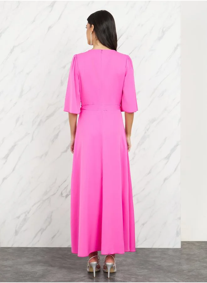 ستايلي Embellished Metal Belted A-Line Maxi Dress