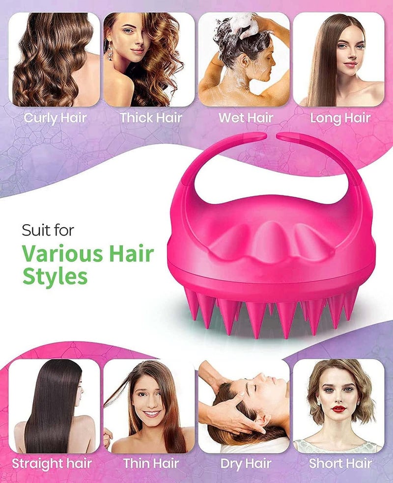 MOBDESK Hair Scalp Manual Massager Shampoo Brush with Soft Silicone Bristles for Anti Dandruff Care - Eco-friendly Silicon Bristles, Scrubber, Exfoliator | Dandruff Removal, Prevents loss(pink) - Image 4
