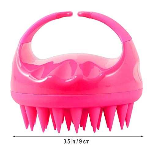 MOBDESK Hair Scalp Manual Massager Shampoo Brush with Soft Silicone Bristles for Anti Dandruff Care - Eco-friendly Silicon Bristles, Scrubber, Exfoliator | Dandruff Removal, Prevents loss(pink) - Image 2