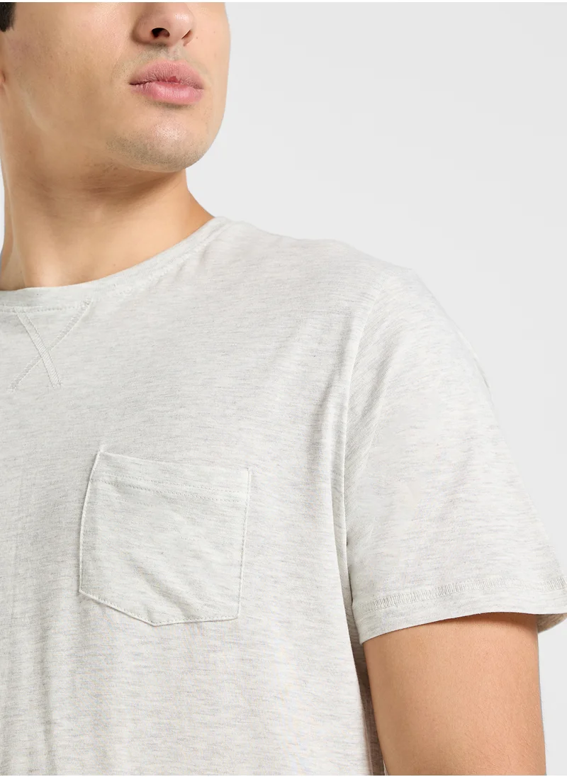 BRAVE SOUL Crew Neck Pocket T-Shirt