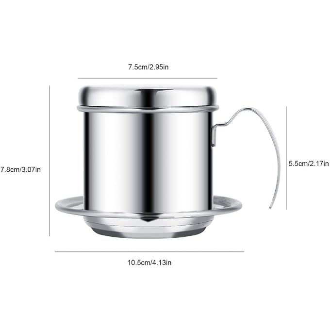TOPINCN Coffee Maker Pot, Stainless Steel Vietnamese Coffee Drip Filter Maker Single Cup Coffee Drip Brewer Portable for Home Kitchen Office Outdoor Use Best Gift Choice for Baristas Coffee - Image 3