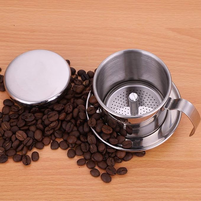 TOPINCN Coffee Maker Pot, Stainless Steel Vietnamese Coffee Drip Filter Maker Single Cup Coffee Drip Brewer Portable for Home Kitchen Office Outdoor Use Best Gift Choice for Baristas Coffee - Image 2