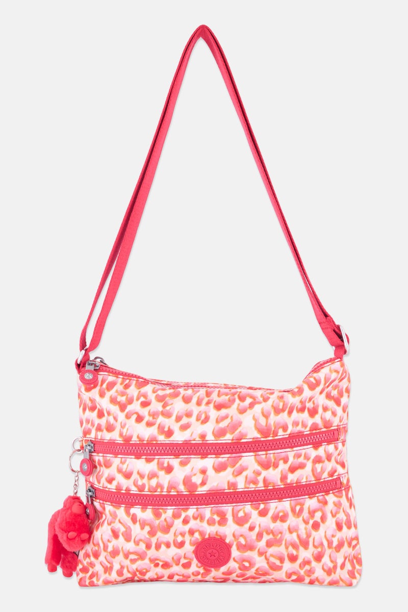 kipling حقيبة كتف نسائية بنقشة حيوانات مع حلقة مفاتيح، متعددة الألوان - Image 1