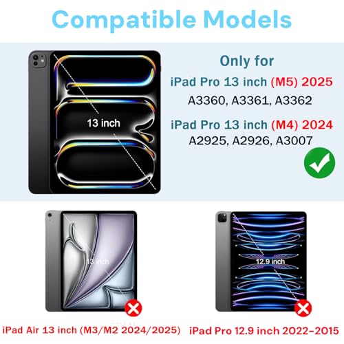 FUWANG Keyboard Case for iPad Pro 13 inch (M5/M4) 2025/2024, Magnetic Detachable Colorful Keys for iPad Pro 13 inch Case with Keyboard, Folio Case for iPad pro 13'' M5/M4 with Pencil Holder - Blue - Image 2