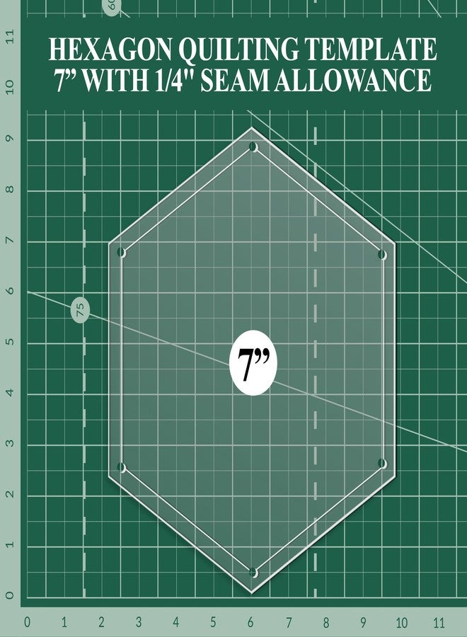 ليزر ثينج مجموعة قوالب الترقيع السداسية من LaserThing - 7 بوصات مع هامش خياطة 1/4 بوصة - قوالب أكريليك متينة للترقيع، والتطريز، والحرف اليدوية، ومشاريع الخياطة - قوالب شفافة لتصميم دقيق - Image 3