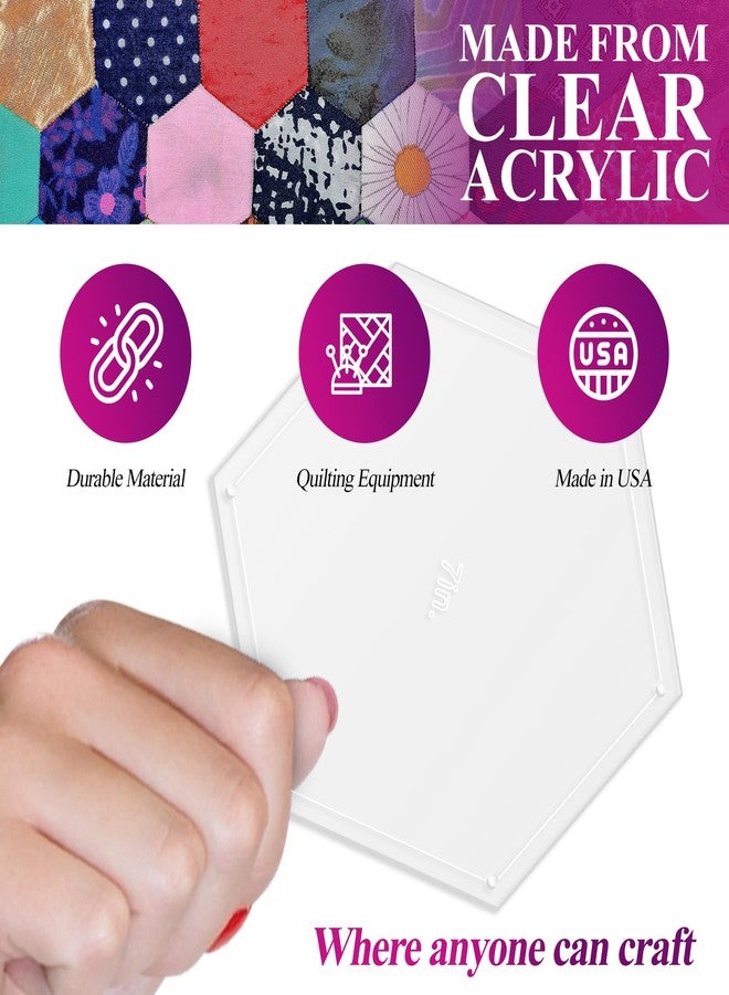 ليزر ثينج مجموعة قوالب الترقيع السداسية من LaserThing - 7 بوصات مع هامش خياطة 1/4 بوصة - قوالب أكريليك متينة للترقيع، والتطريز، والحرف اليدوية، ومشاريع الخياطة - قوالب شفافة لتصميم دقيق - Image 4