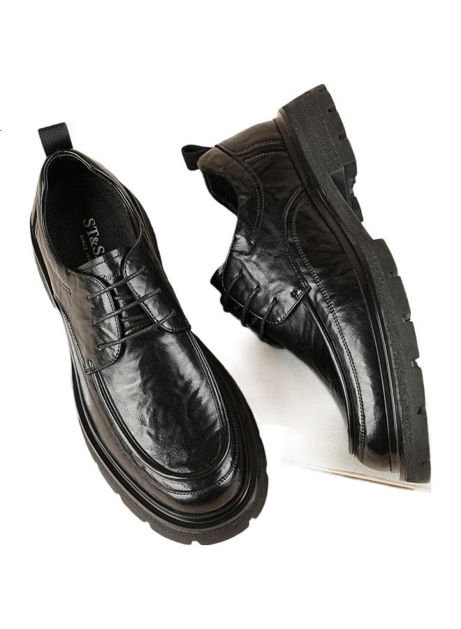 St&Sat Saturday Men'S Fashion Business Formal Leather Shoes Men'S Versatile Casual Leather Shoes Comfortable Business Shoes Black 43 - Image 1