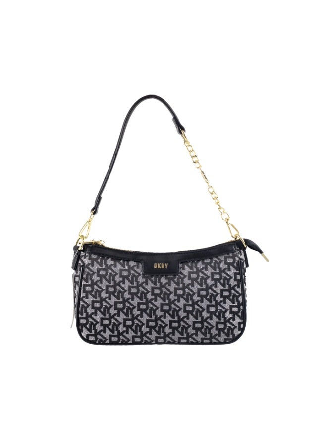 Donna Karan 2026 New Style Ready Stock Women Vintage  Baguette Shoulder Bag Monogram Pattern Inspired PU Leather Chain Spliced  Zipper Closure Ladies Underarm   Purse Daily Office Evening Party Handbag - Image 5