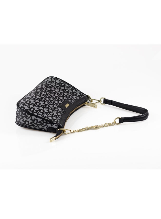 Donna Karan 2026 New Style Ready Stock Women Vintage  Baguette Shoulder Bag Monogram Pattern Inspired PU Leather Chain Spliced  Zipper Closure Ladies Underarm   Purse Daily Office Evening Party Handbag - Image 2