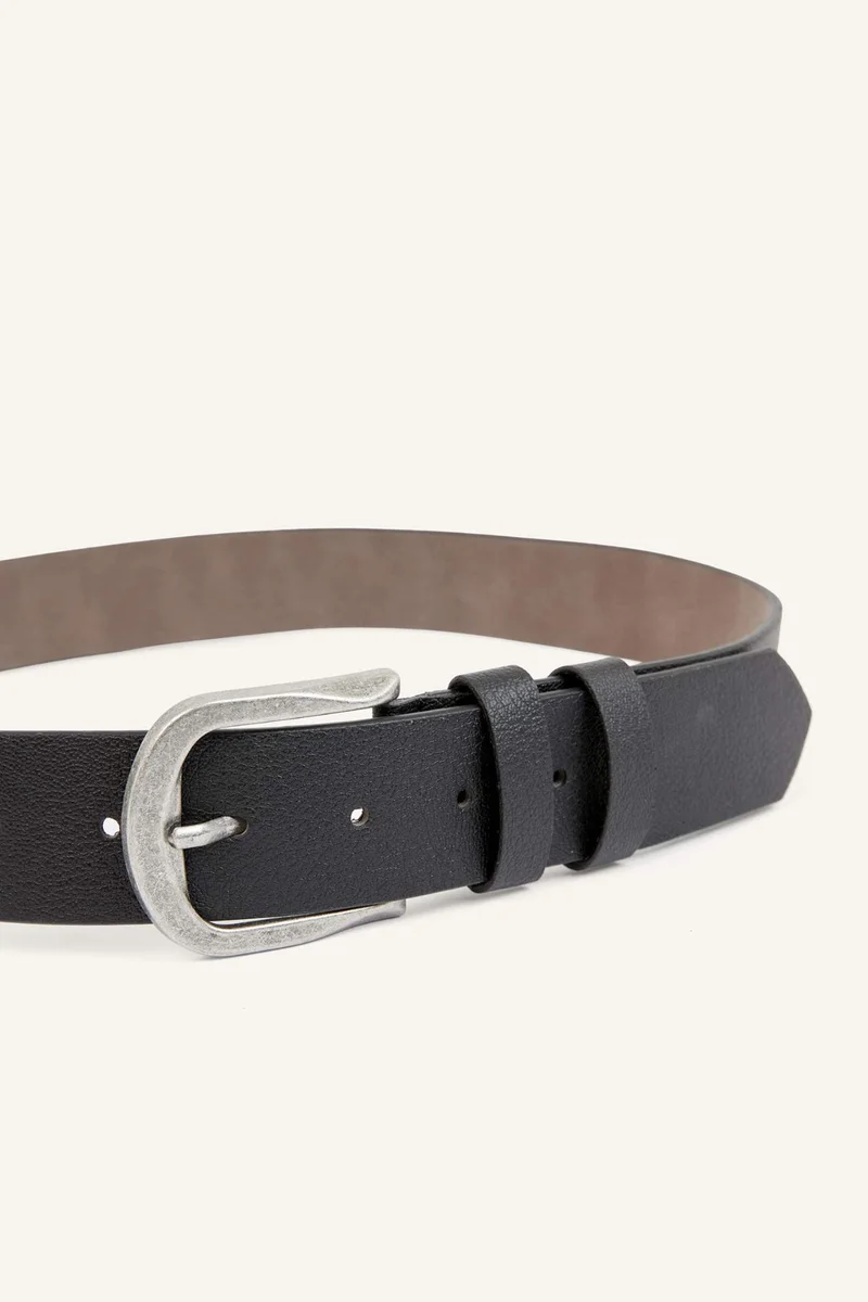 ديفاكتو Man Rectangle Clasp Faux Leather Classic Belt