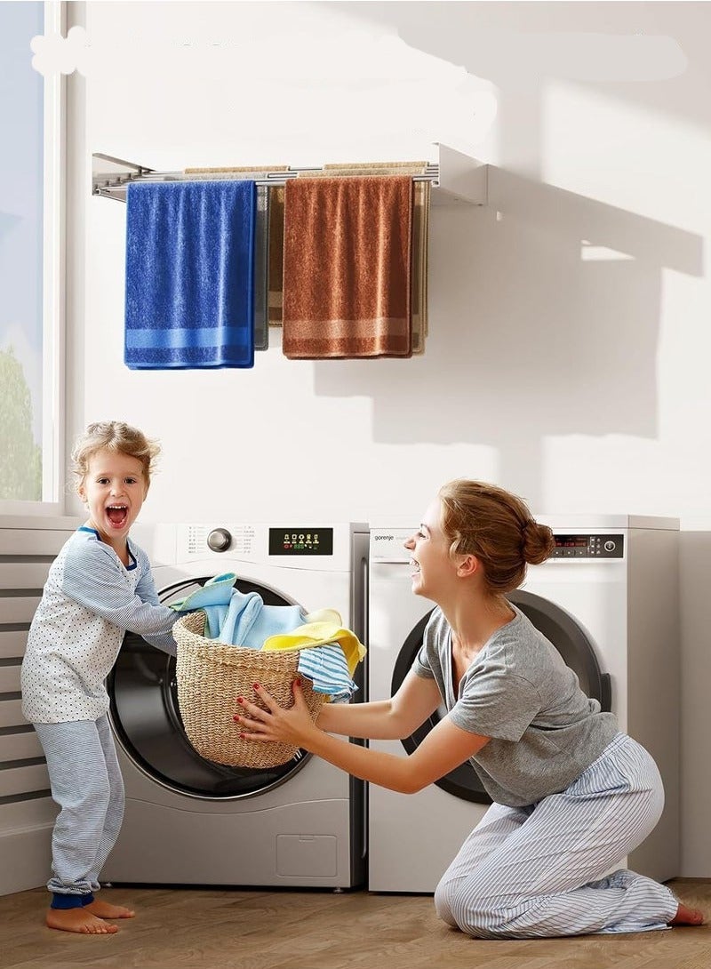 Beauenty The Wall-Mounted Clothes Drying Rack Is Retractable And Foldable To Save space In Your Home size 80x40 cm  - Image 3
