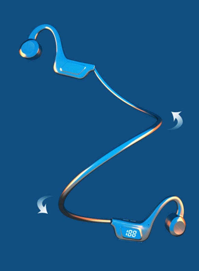 Neutral Bone conduction black technology ear-hanging plug-in card digital display long life bluetooth headset Ice Blue  - Image 5