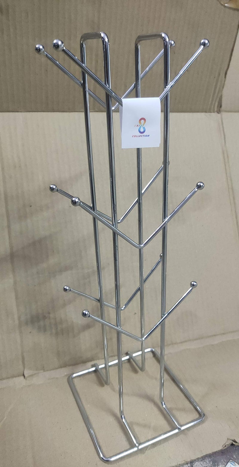 CR18 COLLECTION Combo Multipurpose Sturdy Stainless Steel Corner Shelf Rack for Plates, Bowls & Cups in Kitchen - Size (255 x 255 x 320 mm) and 12 Cup Stand Cup Holder (Combo) - Image 5