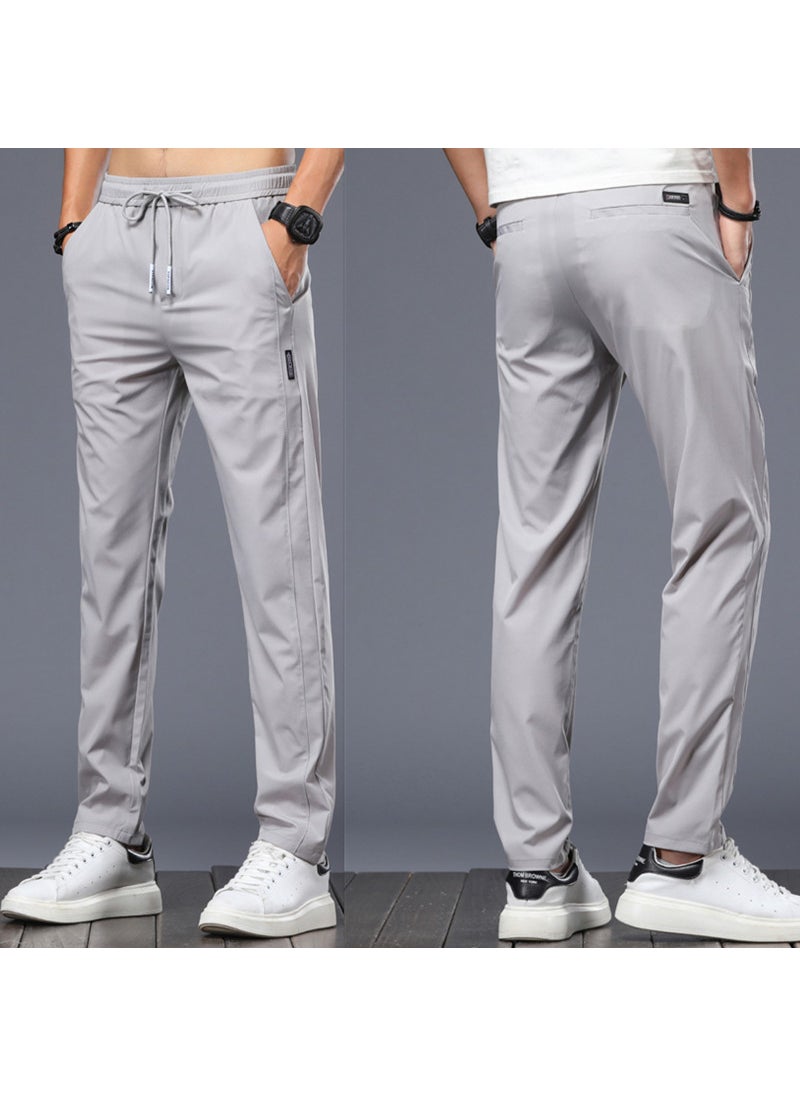 Generic Four Seasons Men's Ice Silk Pants Stretch Regular Four Seasons Trendy Casual Pants Breathable Sweat Absorbing Soft Tether Men's Pants  - Image 5