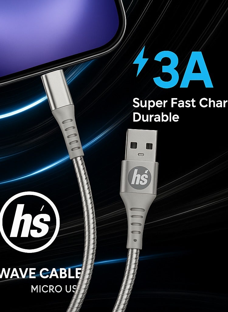 اتش اس كابل شحن USB إلى Micro USB سريع – تصميم متين – متوافق مع أجهزة أندرويد وسماعات وباور بانك – موديل 208 - Image 5