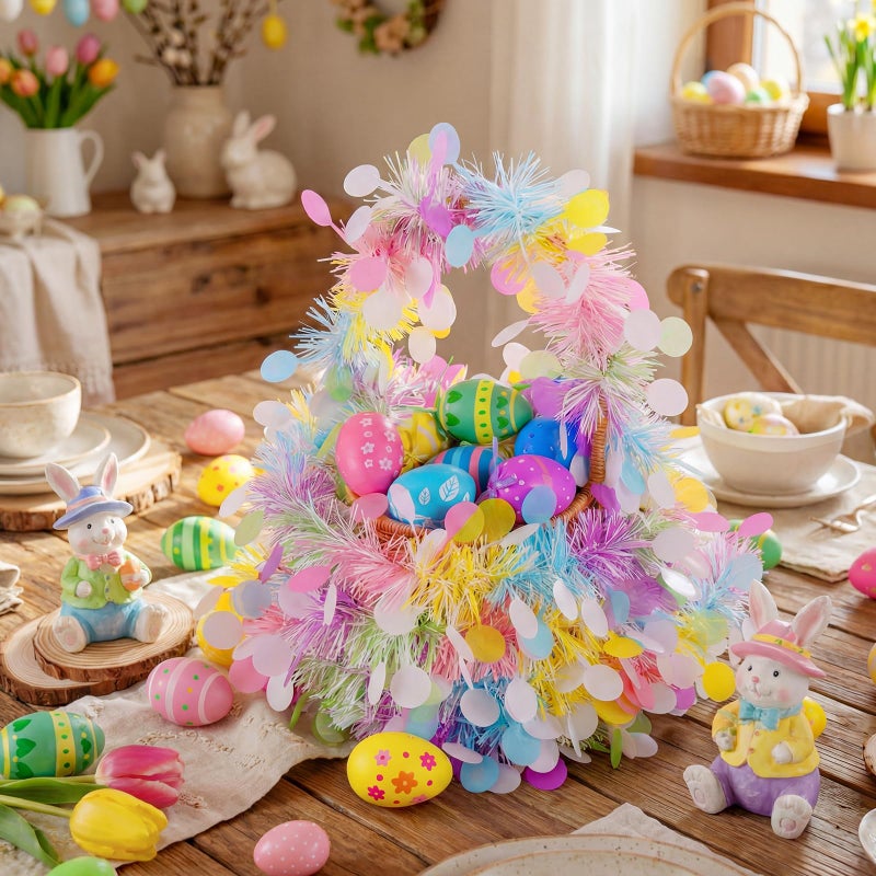 XmasExp 33ft Easter Tinsel Garland with LED Lights Colorful Spring Garland Perfect Easter Decorations Indoor Decor for Mantle, Home & Holiday - Image 5