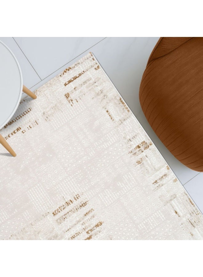 DANUBE HOME Urbana Contemporary Rug  | Washable Contemporary Rugs Style | Polypropylene + Polyester Area Rug Floor Covering | Indoor Carpet For Living Room Dining Bedroom 240X340cm-White - Image 1