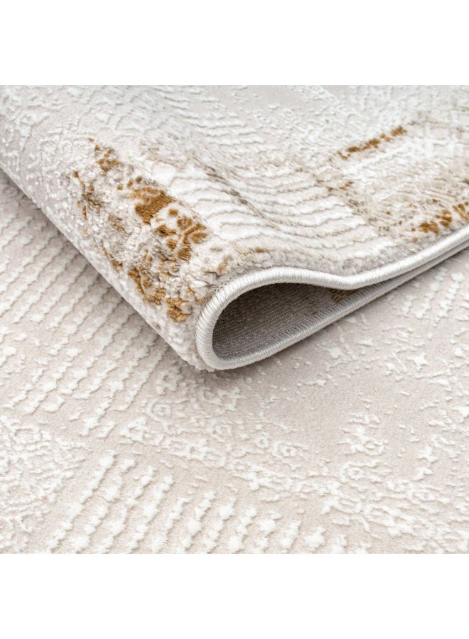 DANUBE HOME Urbana Contemporary Rug  | Washable Contemporary Rugs Style | Polypropylene + Polyester Area Rug Floor Covering | Indoor Carpet For Living Room Dining Bedroom 240X340cm-White - Image 3