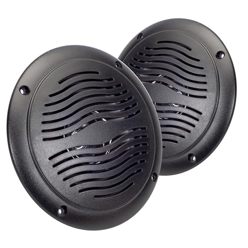 Magnadyne 5-inch Water Resistant Outdoor Speakers, Dual Cone, 25W Peak Power, Marine and RV Compatible (Black) - Image 1