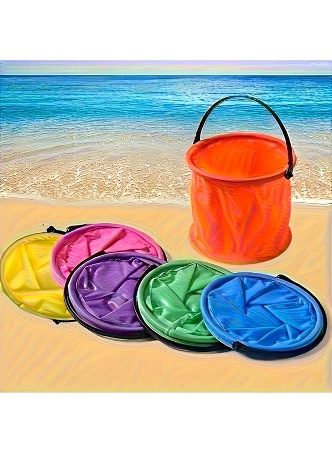 دلو PVC متين ومحمول وقابل للطي للصيد في الهواء الطلق والشاطئ والتخييم، لون عشوائي - Image 3